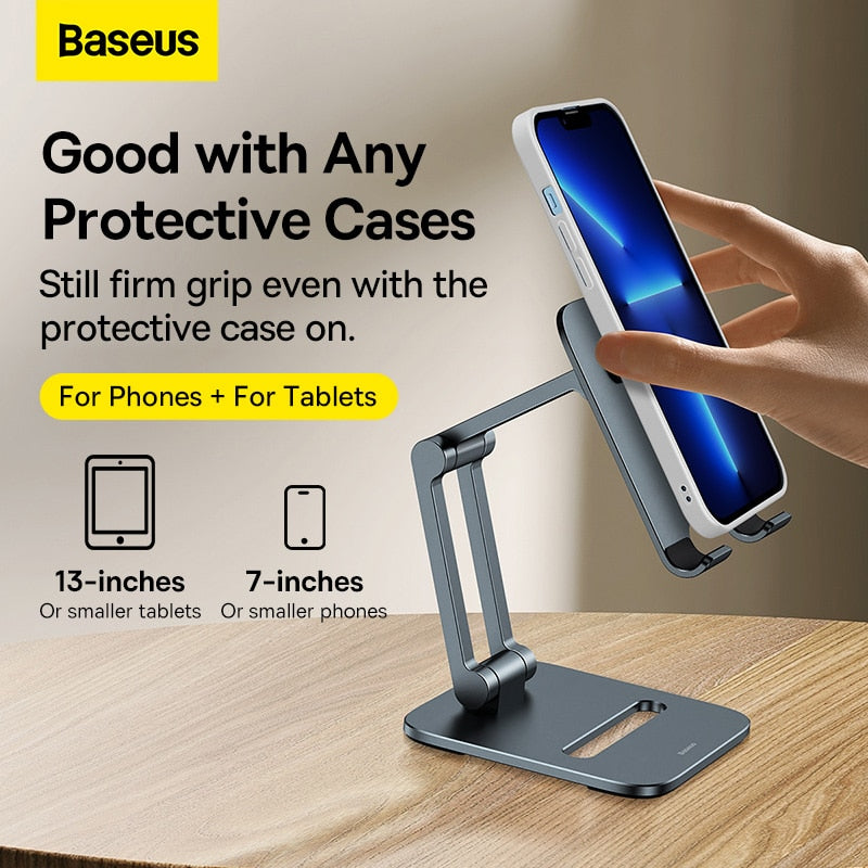 Baseus Phone Holder Desk Mobile Phone Stand Foldable Metal Tablet Holder Support For iPhone 14 13 iPad Pro Air Universal Holder