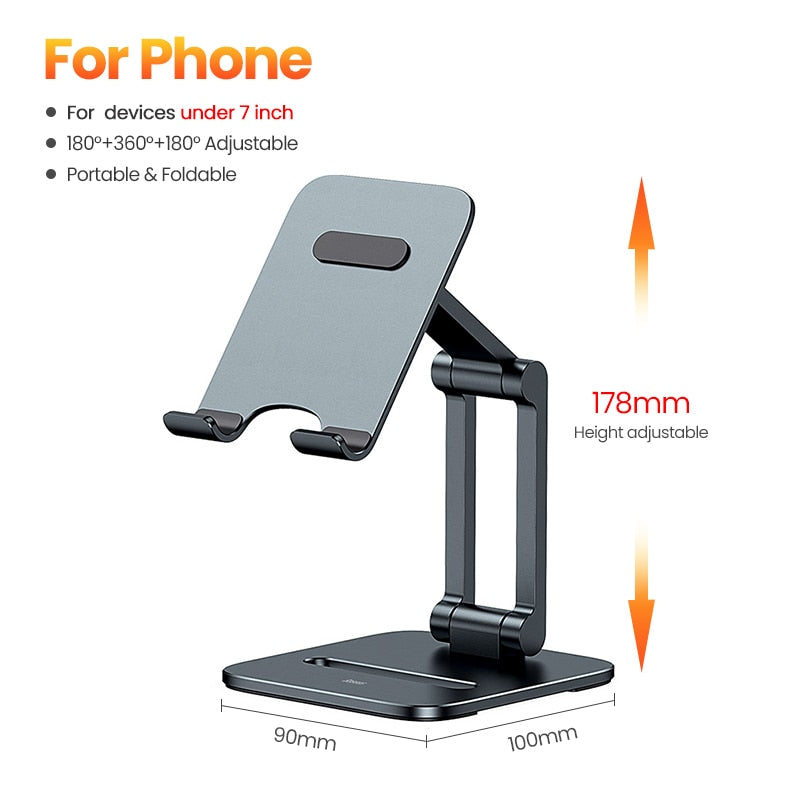 Baseus Phone Holder Desk Mobile Phone Stand Foldable Metal Tablet Holder Support For iPhone 14 13 iPad Pro Air Universal Holder